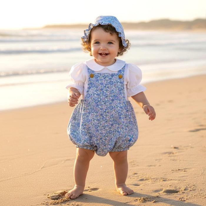 Liberty London Baby Bubble Romper: Floral Print, Handmade Baby Clothes