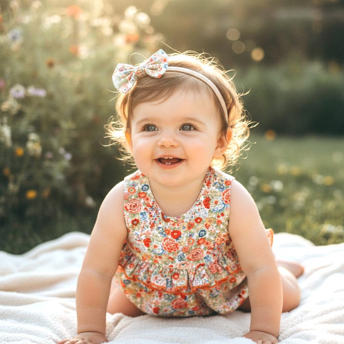 Liberty London Baby Bubble Romper Sunsuit: Sleeveless Onesie, Ditsy Floral Cotton Print