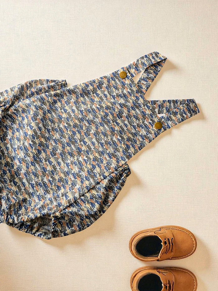 Liberty London Baby Bubble: Unisex Cotton Suspenders, Baby Boy Romper