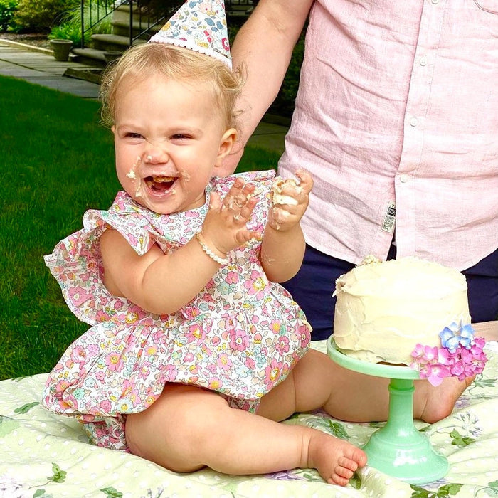 Liberty London Baby Romper: Floral Print Cotton Bubble