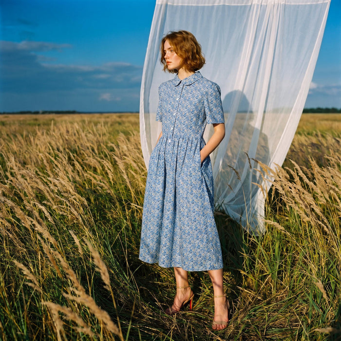 Liberty London Botanical Shirtdress, Peter Pan Collar Cotton Womenswear