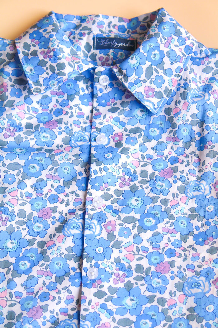 Liberty London Boy Shirt: Floral Print, Button Up Short Sleeves