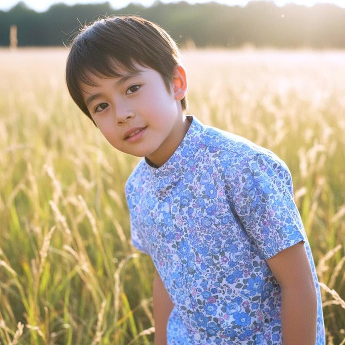 Liberty London Boy Shirt: Floral Print, Button Up Short Sleeves
