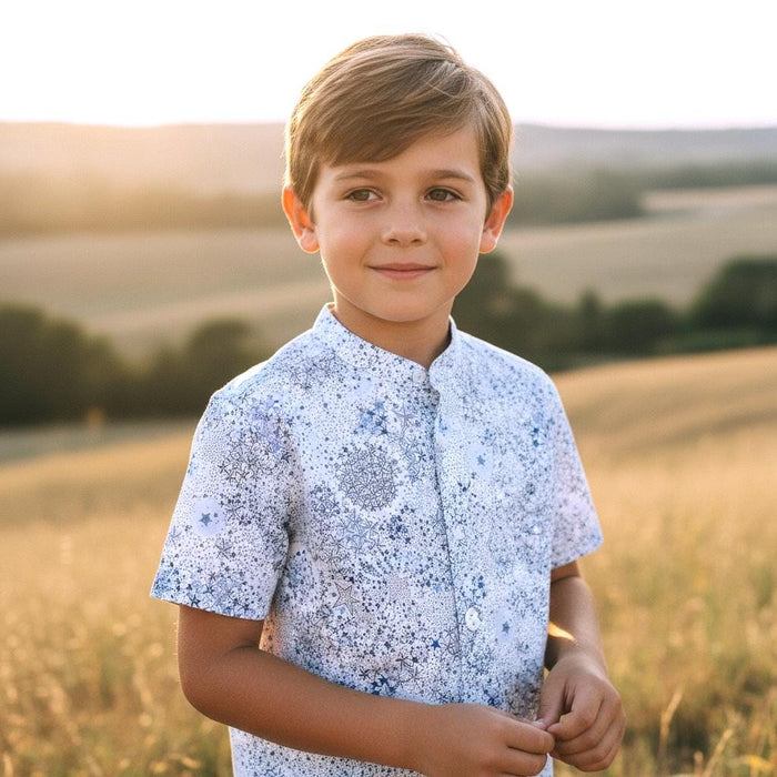 Liberty London Boy Shirt: Floral Print, Button Up Short Sleeves