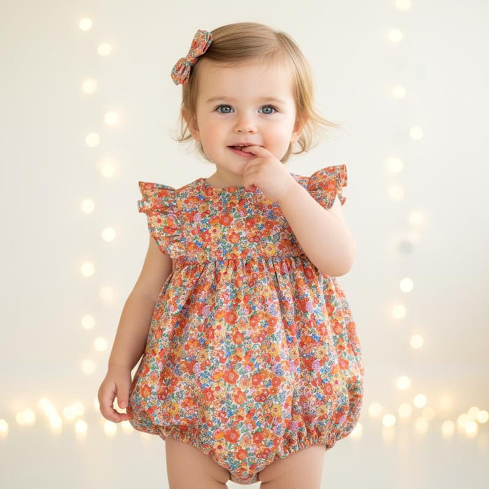Liberty London Bubble Romper, Ditsy Floral Cotton Tana Lawn Baby Clothing
