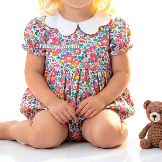 Liberty London Bubble Romper, Handmade Children Clothing, Sustainable Personalised Playsuit, Customised Outfits, Botanical Onesie