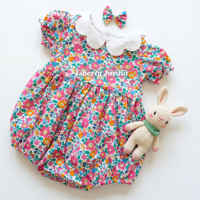 Liberty London Bubble Romper, Handmade Children Clothing, Sustainable Personalised Playsuit, Customised Outfits, Botanical Onesie