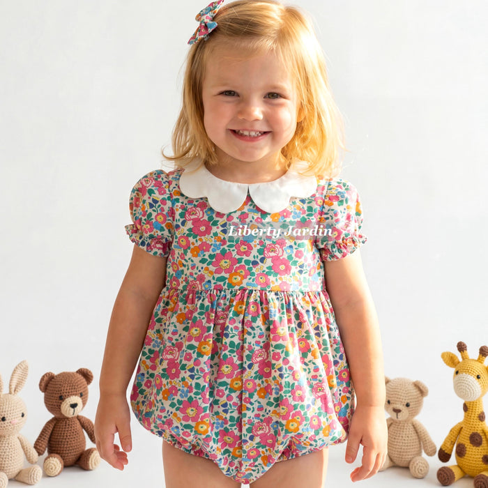 Liberty London Bubble Romper, Handmade Children Clothing, Sustainable Personalised Playsuit, Customised Outfits, Botanical Onesie