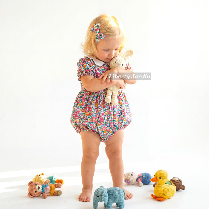 Liberty London Bubble Romper, Handmade Children Clothing, Sustainable Personalised Playsuit, Customised Outfits, Botanical Onesie