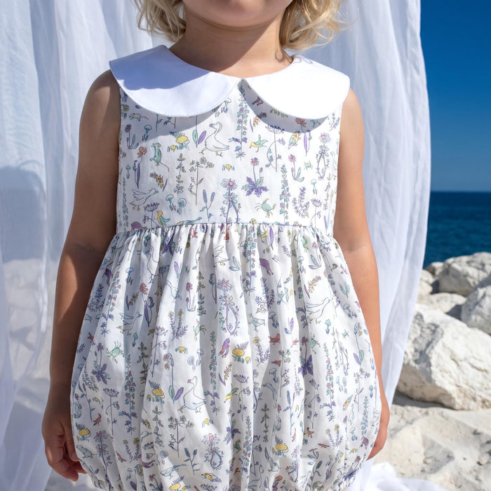Liberty London Bubble Sleeveless Romper, Handmade Sustainable Cotton Clothing, Personalised Outfits, Customised Tailoring Children-wear