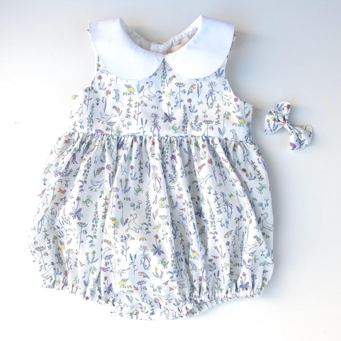 Liberty London Bubble Sleeveless Romper, Handmade Sustainable Cotton Clothing, Personalised Outfits, Customised Tailoring Children-wear