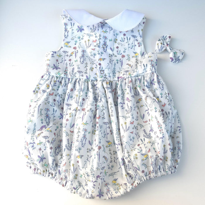 Liberty London Bubble Sleeveless Romper, Handmade Sustainable Cotton Clothing, Personalised Outfits, Customised Tailoring Children-wear