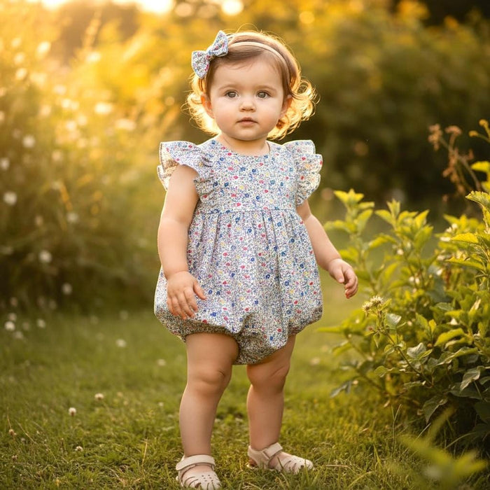 Liberty London Bubble Sleeveless Romper, Personalised Playsuit, Children Clothing, Sustainable Ethical-wear, Cotton Lightweight Sunsuit