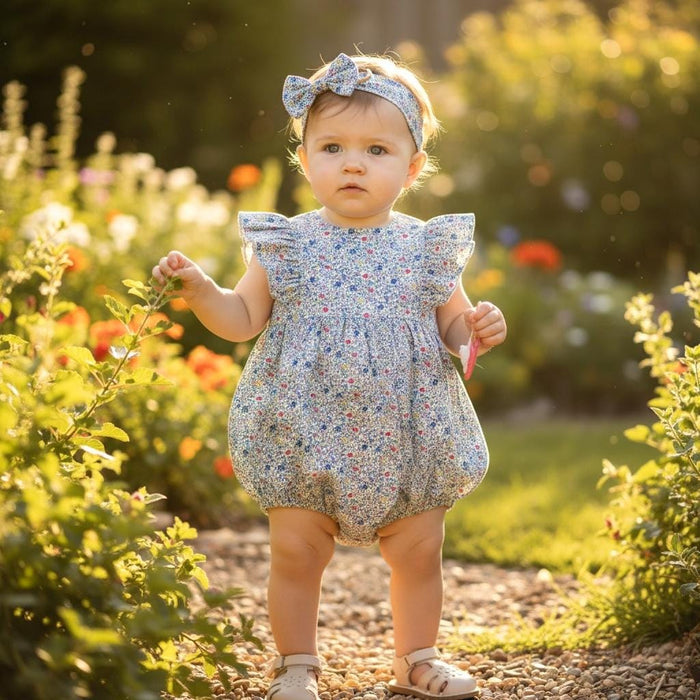 Liberty London Bubble Sleeveless Romper, Personalised Playsuit, Children Clothing, Sustainable Ethical-wear, Cotton Lightweight Sunsuit