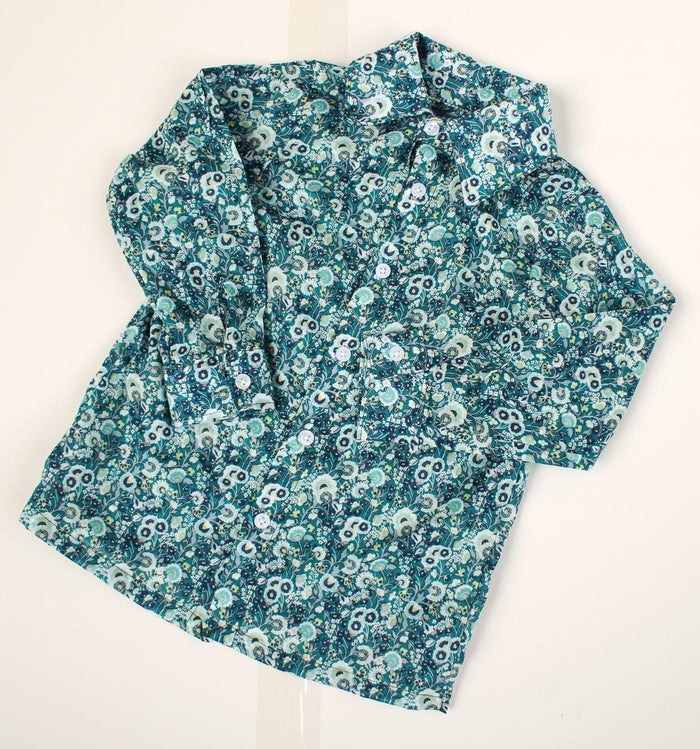 Liberty London Button-up Long-sleeved Shirt, Handmade Cotton Children Clothing, Personalised Tailoring Outfits, Botanical Chemise