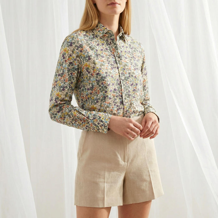 Liberty London Button-Up Long Sleeves Business Dress Shirt, Personalised Botanical Handmade Clothing, Sustainable Womenswear