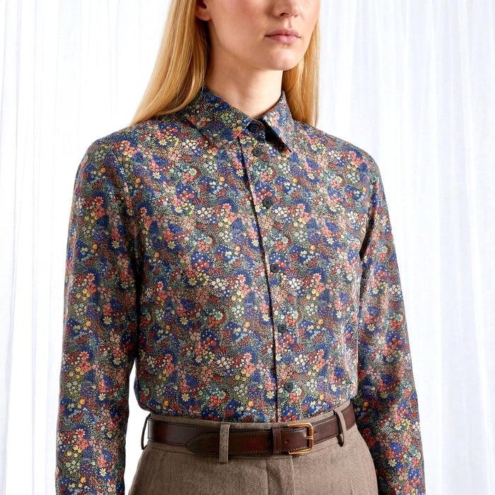 Liberty London Button-Up Long Sleeves Business Dress Shirt, Personalised Botanical Handmade Clothing, Sustainable Womenswear