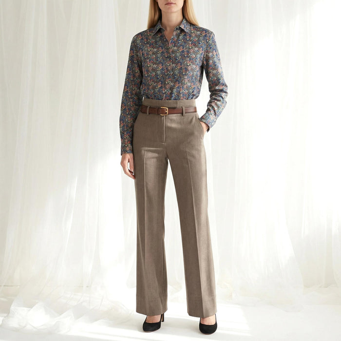 Liberty London Button-Up Long Sleeves Business Dress Shirt, Personalised Botanical Handmade Clothing, Sustainable Womenswear