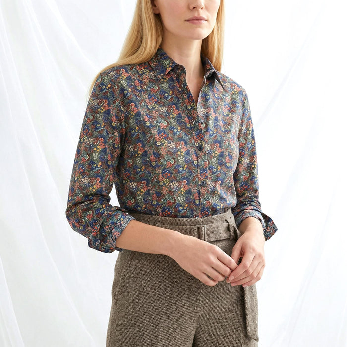 Liberty London Button-Up Long Sleeves Business Dress Shirt, Personalised Botanical Handmade Clothing, Sustainable Womenswear