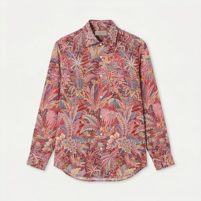 Liberty London Button-Up Long Sleeves Shirt, Botanical Handmade Cotton Clothing, Sustainable Womenswear, Minimalist Chemise