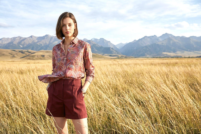Liberty London Button-Up Long Sleeves Shirt, Botanical Handmade Cotton Clothing, Sustainable Womenswear, Minimalist Chemise