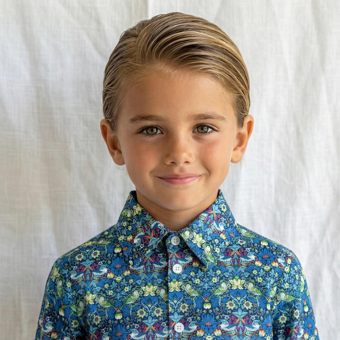 Liberty London Button Up Long Sleeves Shirt, Floral Animal Print Chemise, Handmade Cotton Clothing
