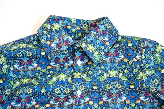 Liberty London Button Up Long Sleeves Shirt, Floral Animal Print Chemise, Handmade Cotton Clothing