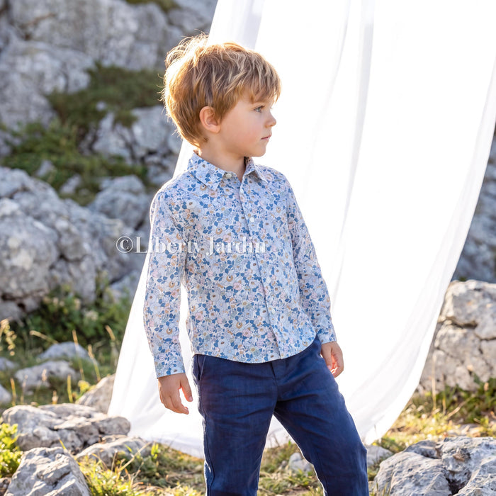 Liberty London Button-up Shirt, Handmade Long-sleeved Chemise, Personalised Sustainable Clothing, Customised Children Outfits, Botanical Top