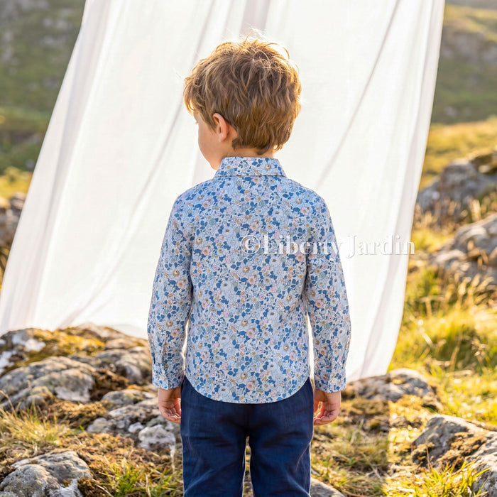 Liberty London Button-up Shirt, Handmade Long-sleeved Chemise, Personalised Sustainable Clothing, Customised Children Outfits, Botanical Top