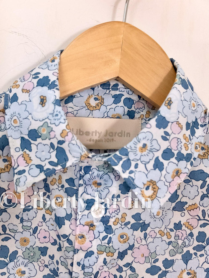 Liberty London Button-up Shirt, Handmade Long-sleeved Chemise, Personalised Sustainable Clothing, Customised Children Outfits, Botanical Top