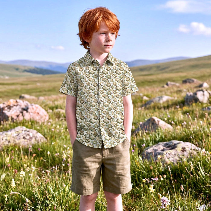 Liberty London Button-up Short-sleeved Shirt, Handmade Cotton Clothing, Tailoring Personalised Chemise, Minimalist Casual Outfits