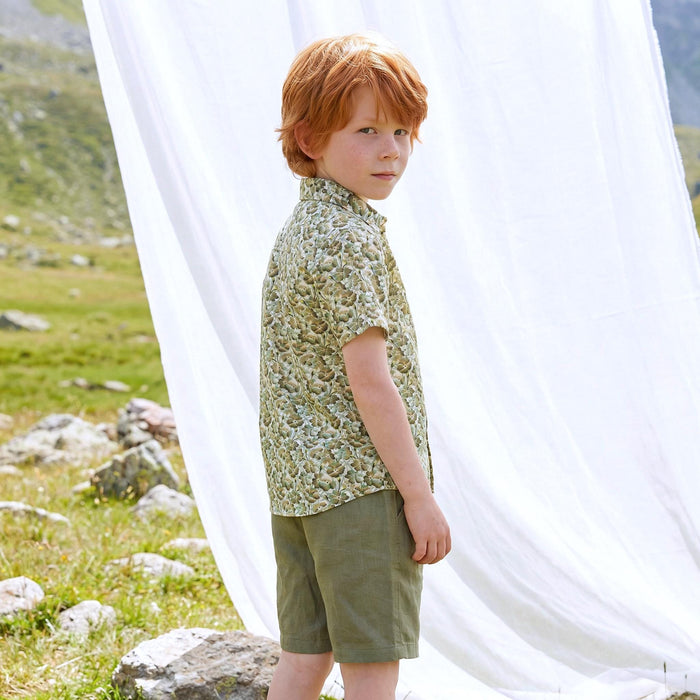 Liberty London Button-up Short-sleeved Shirt, Handmade Cotton Clothing, Tailoring Personalised Chemise, Minimalist Casual Outfits