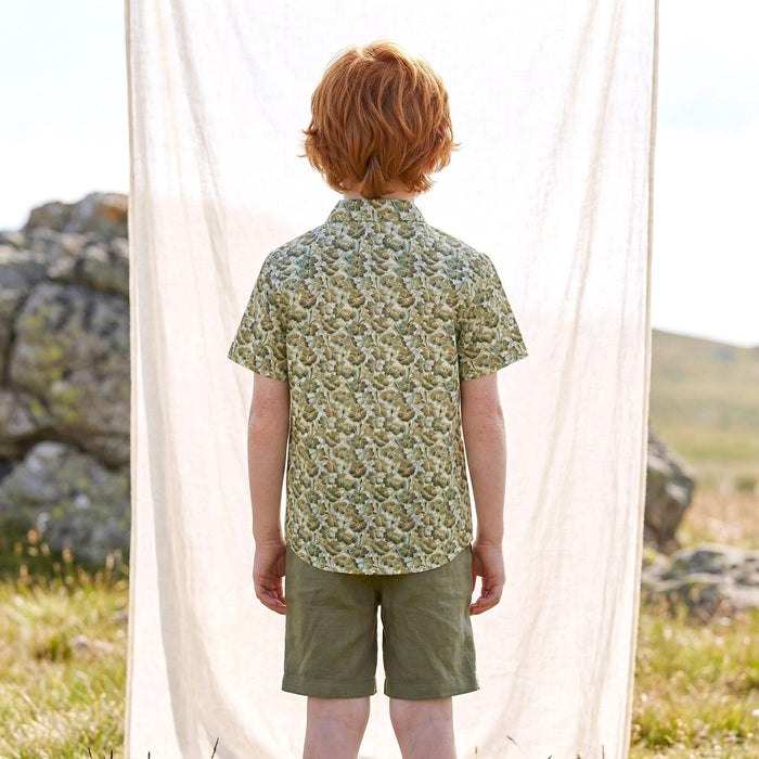 Liberty London Button-up Short-sleeved Shirt, Handmade Cotton Clothing, Tailoring Personalised Chemise, Minimalist Casual Outfits