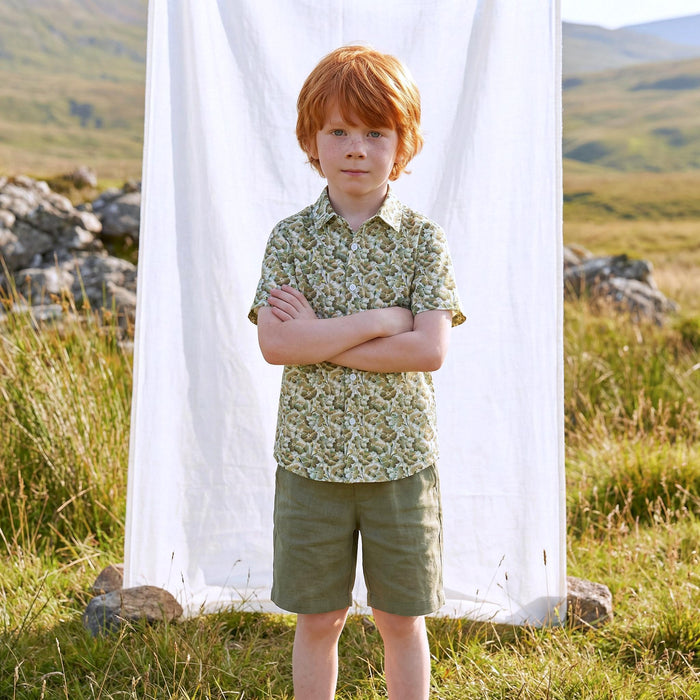 Liberty London Button-up Short-sleeved Shirt, Handmade Cotton Clothing, Tailoring Personalised Chemise, Minimalist Casual Outfits