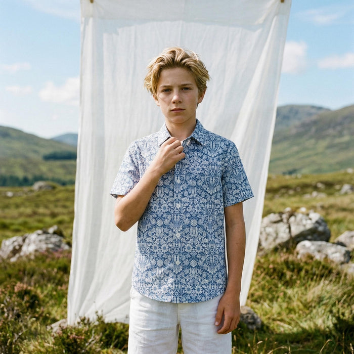 Liberty London Button-up Short-sleeved Shirt, Handmade Cotton Clothing, Tailoring Personalised Chemise, Minimalist Casual Outfits