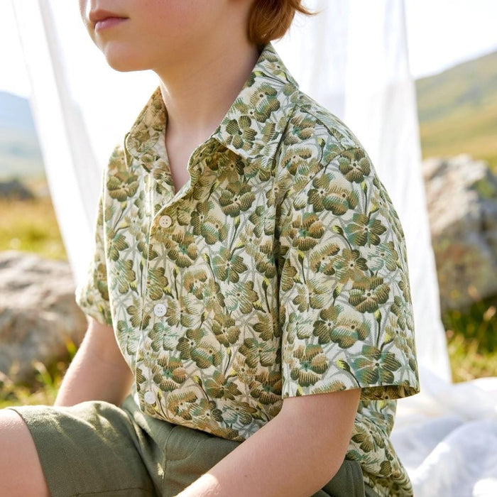 Liberty London Button-up Short-sleeved Shirt, Handmade Cotton Clothing, Tailoring Personalised Chemise, Minimalist Casual Outfits