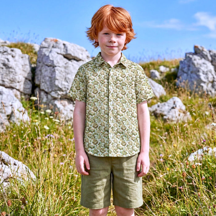 Liberty London Button-up Short-sleeved Shirt, Handmade Cotton Clothing, Tailoring Personalised Chemise, Minimalist Casual Outfits