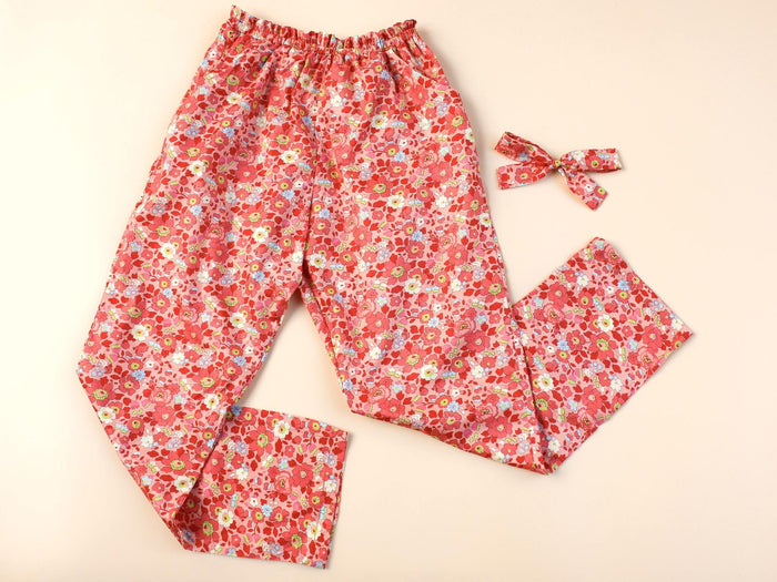 Liberty London Children Tapper Pants, Handmade Ethical-wear, Floral-Print Cotton Trousers, Sustainable Tailoring Personalised Clothing