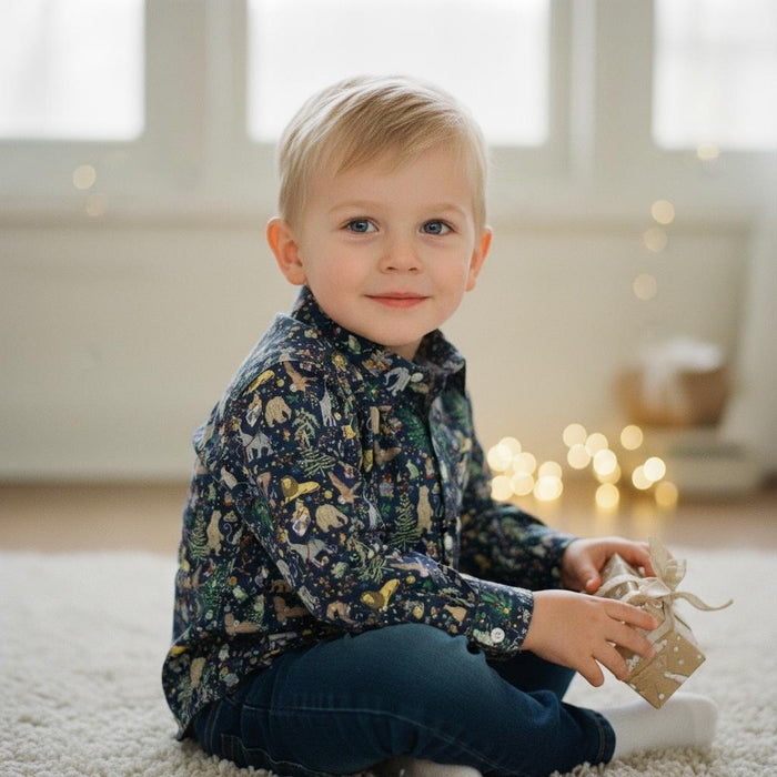 Liberty London Christmas Boy Shirt: Tana Lawn Cotton Long Sleeve