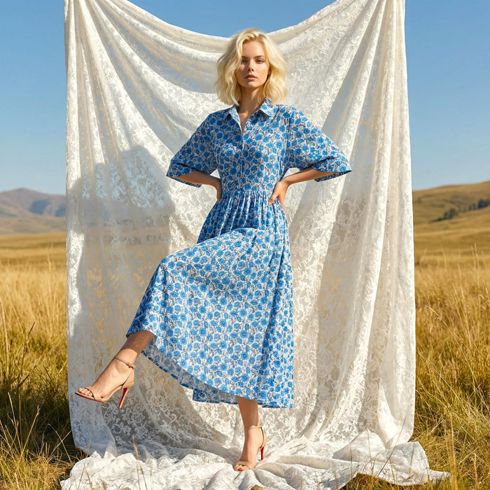 Liberty London Collared Kimono Sleeves Shirtdress, Handmade Botanical Womenswear, Sustainable Slow-fashioned Clothing, Personalised Dress