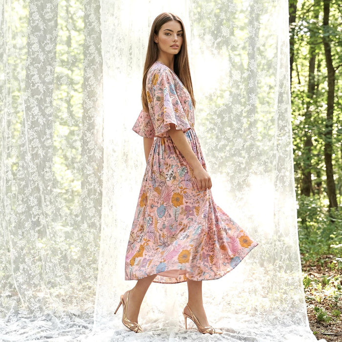 Liberty London Collared Kimono Sleeves Shirtdress, Handmade Botanical Womenswear, Sustainable Slow-fashioned Clothing, Personalised Dress