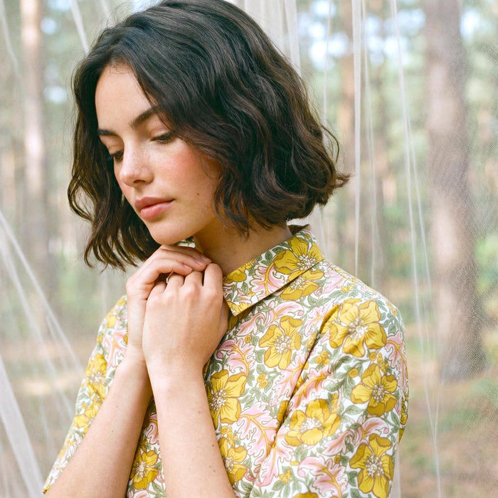 Liberty London Collared Kimono Sleeves Shirtdress, Handmade Botanical Womenswear, Sustainable Slow-fashioned Clothing, Personalised Dress