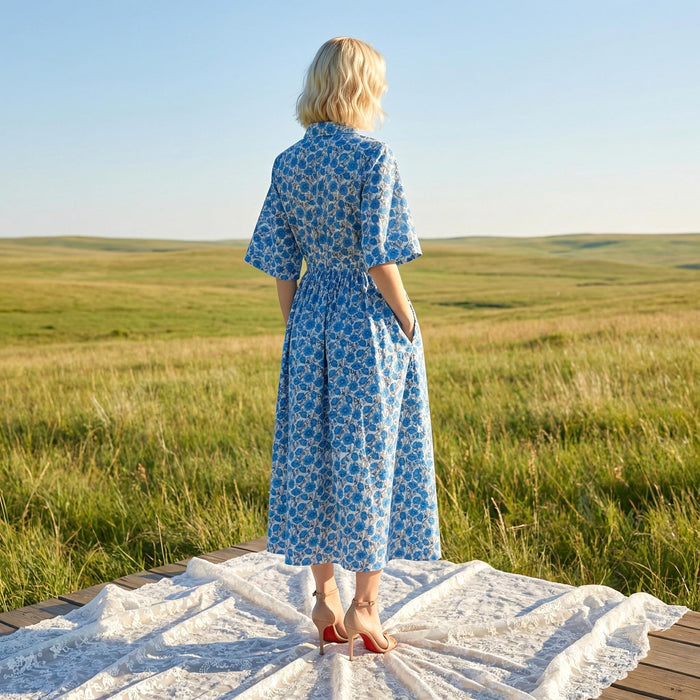 Liberty London Collared Kimono Sleeves Shirtdress, Handmade Botanical Womenswear, Sustainable Slow-fashioned Clothing, Personalised Dress
