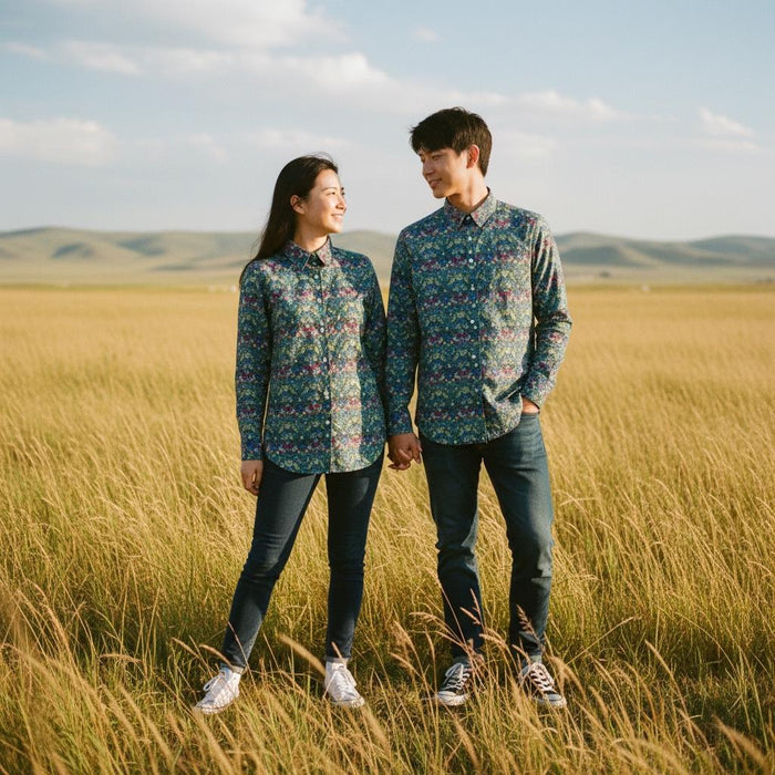 Liberty London Cotton Couple Shirts, Long Sleeve Matching Outfits