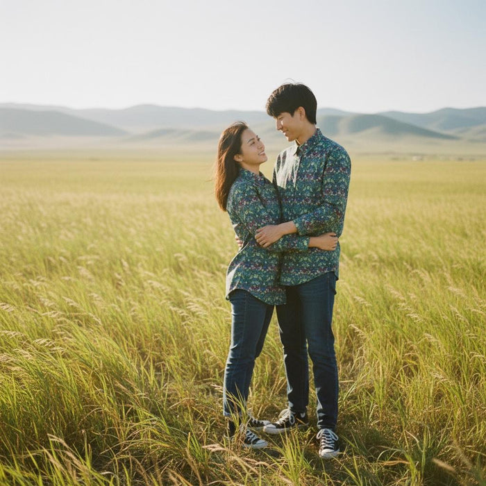 Liberty London Cotton Couple Shirts, Long Sleeve Matching Outfits