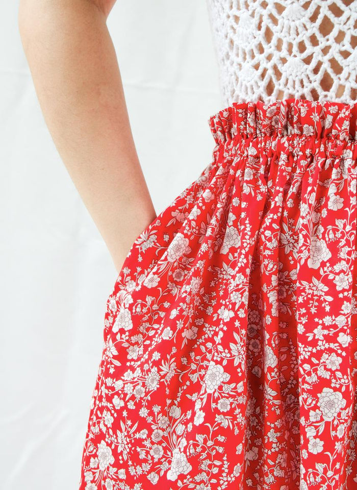 Liberty London Ditsy Floral Tiered Midi Skirt, Handmade Cotton Tana Lawn, Ruffle Waist