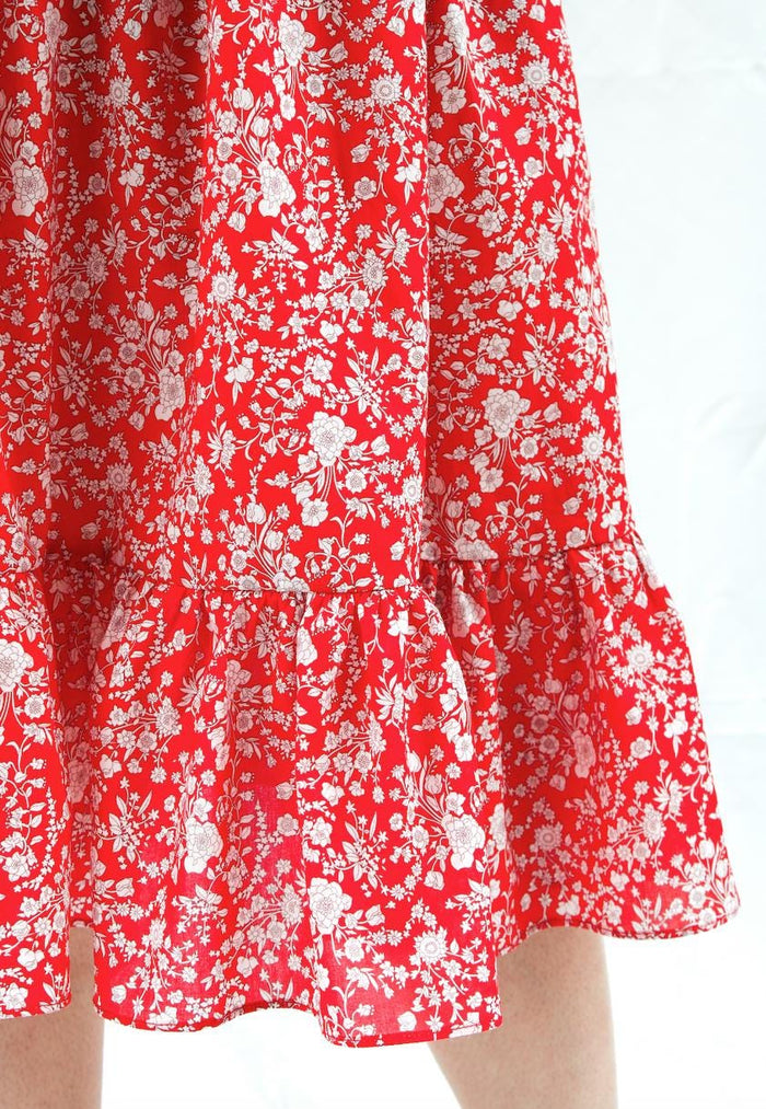 Liberty London Ditsy Floral Tiered Midi Skirt, Handmade Cotton Tana Lawn, Ruffle Waist