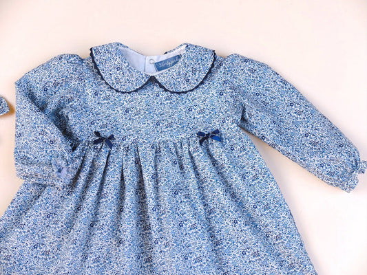 Liberty of London little girl dress organic cotton, floral animal print wedding baptism christening baby outfits first birthday long sleeves short sleeves, eastern thanksgiving halloween Christmas gift new born ruffle Peter Pan scalloped petal collar