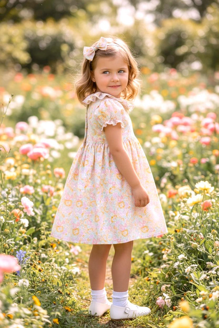 Liberty London Floral Baby Dress, Ruffle Collar, Balloon Sleeves, Size 2Y