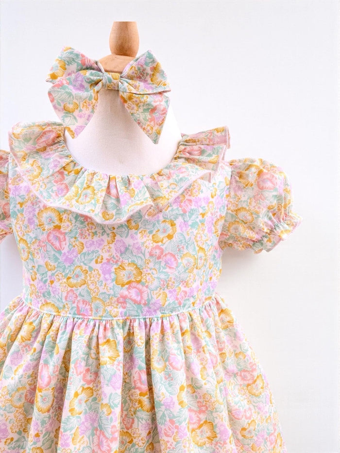 Liberty London Floral Baby Dress, Ruffle Collar, Balloon Sleeves, Size 2Y